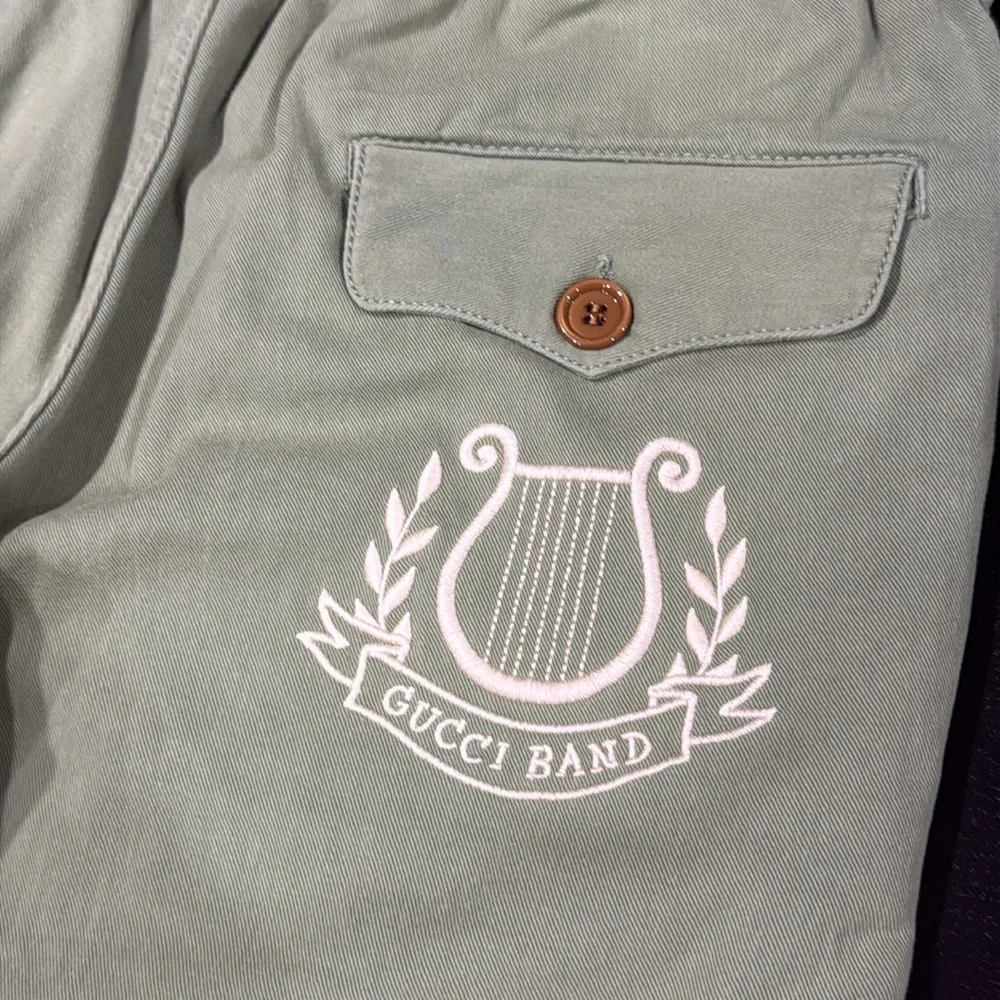Gucci Green Cotton Embroidered Logo Pants Gucci Band - 30